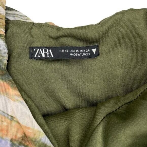 ZARA Marbled Ruched Draped Tulle Mini Dress Size XS - Picture 5 of 7